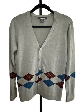 Heritage 1981 Womens Argyle Preppy Button Up Cardigan Size Small Academia